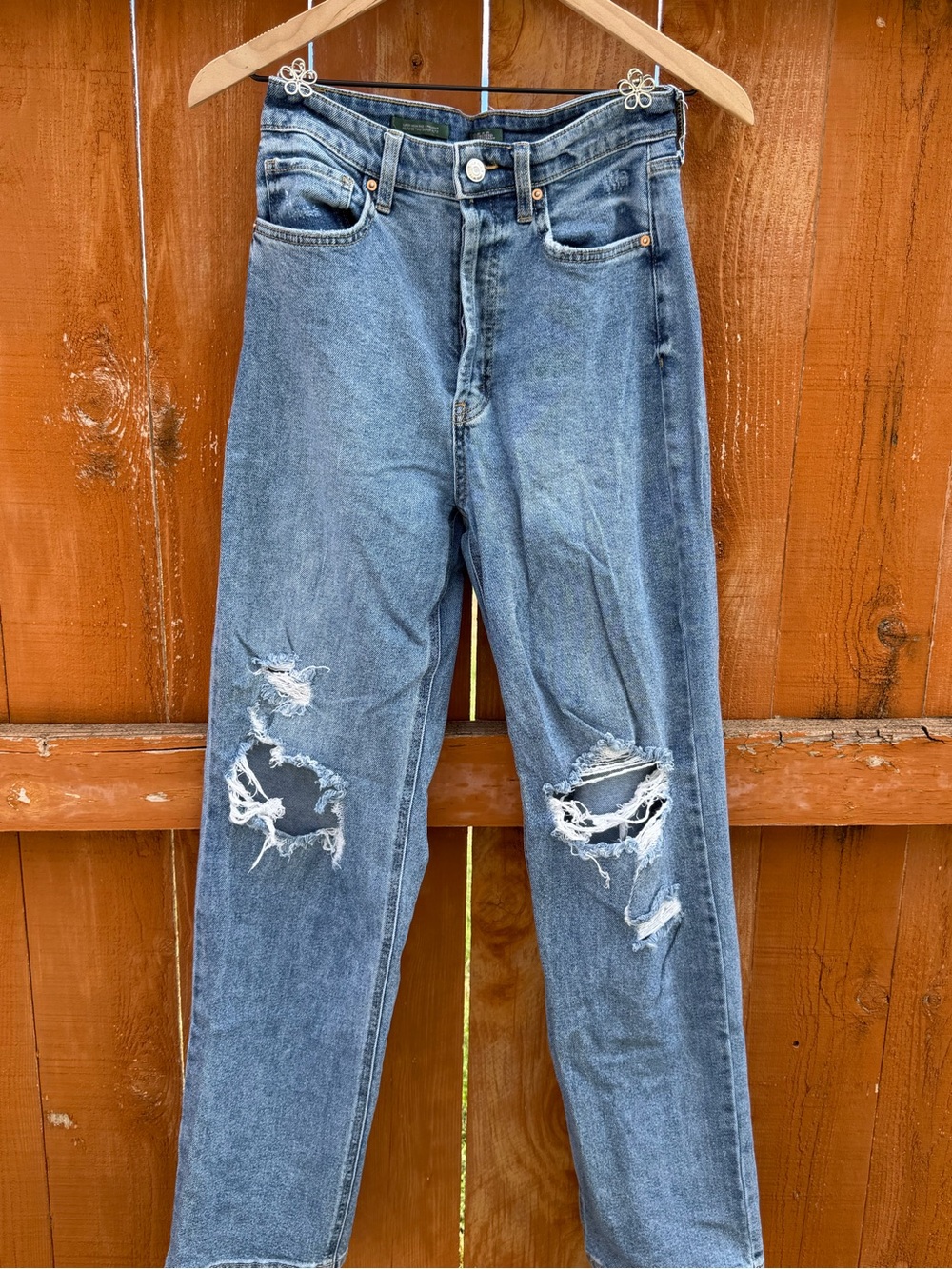 wild fable Distressed Blue Straight-Leg Jeans